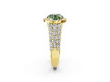 Yellow gold Fancy Green Round Cut Halo Pavé Diamond Engagement Ring with Split Shank and Four-Prong Setting_5