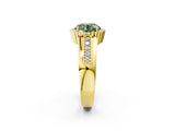 Yellow gold Fancy Green Round  Cut Halo Pave Band Four-Prong Ring_51