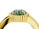 Yellow gold Fancy Green Round  Cut Halo Pave Band Four-Prong Ring_53