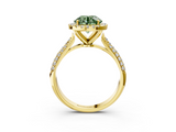 Yellow gold Fancy Green Round  Cut Halo Pave Band Four-Prong Setting Ring_40