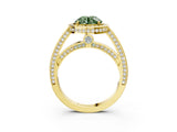 Yellow gold Fancy Green Round  Cut Halo Pave Split Shank Prong Setting Ring_36