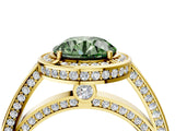 Yellow gold Fancy Green Round  Cut Halo Pave Split Shank Prong Setting Ring_37