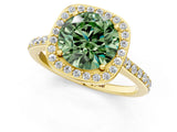Yellow gold Fancy Green Round Cut Halo Round Diamond Pavé Band with Four-Prong Setting_4