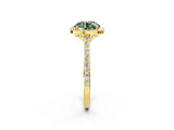Yellow gold Fancy Green Round Cut Halo Round Diamond Pavé Band with Four-Prong Setting_5