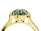 Yellow gold Fancy Green Round Cut Halo Round Diamond Pavé Band with Four-Prong Setting_7