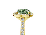 Yellow gold Fancy Green Round Cut Halo Round Diamond Pavé Band with Four-Prong Setting_8