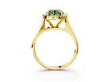 Yellow gold Fancy Green Round  Cut Halo Solitaire Engagement Ring with Square Band and Four-Prong Setting_117