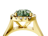 Yellow gold Fancy Green Round  Cut Halo Solitaire Engagement Ring with Square Band and Four-Prong Setting_118