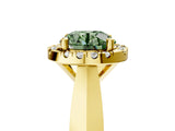 Yellow gold Fancy Green Round  Cut Halo Solitaire Engagement Ring with Square Band and Four-Prong Setting_119