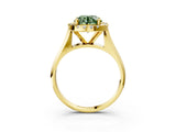 Yellow gold Fancy Green Round  Cut Halo Solitaire Engagement Ring with Square Band and Four-Prong Setting_69