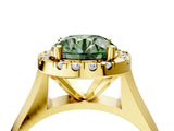 Yellow gold Fancy Green Round  Cut Halo Solitaire Engagement Ring with Square Band and Four-Prong Setting_70