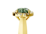 Yellow gold Fancy Green Round  Cut Halo Solitaire Engagement Ring with Square Band and Four-Prong Setting_71