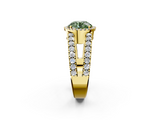 Yellow gold Fancy Green Round  Cut Halo Split Shank Diamond Ring with Four-Prong Setting_46