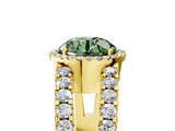 Yellow gold Fancy Green Round  Cut Halo Split Shank Diamond Ring with Four-Prong Setting_49