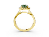 Yellow gold Fancy Green Round  Cut Halo Split Shank Pave Set Ring_65