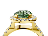 Yellow gold Fancy Green Round  Cut Halo Split Shank Pave Set Ring_66
