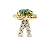 Yellow gold Fancy Green Round  Cut Halo Split Shank Pave Set Ring_67