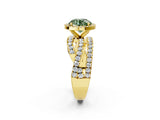 Yellow gold Fancy Green Round  Cut Halo Split Shank Prong Setting Ring_14