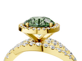 Yellow gold Fancy Green Round  Cut Halo Split Shank Prong Setting Ring_79