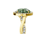 Yellow gold Fancy Green Round Cut Halo Twist Band with Four-Prong Setting_17