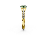 Yellow gold Fancy Green Round  Cut Pavé Band Solitaire Ring with Four-Prong Setting_41
