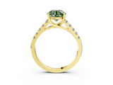 Yellow gold Fancy Green Round  Cut Pavé Band Solitaire Ring with Four-Prong Setting_42