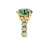Yellow gold Fancy Green Round  Cut Pavé Band Solitaire Ring with Four-Prong Setting_44