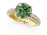 Yellow gold Fancy Green Round  Cut Pave Diamond Engagement Ring with Channel Set Band and Four-Prong Setting_21