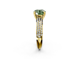 Yellow gold Fancy Green Round  Cut Pave Diamond Engagement Ring with Channel Set Band and Four-Prong Setting_22