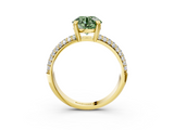 Yellow gold Fancy Green Round  Cut Pave Diamond Engagement Ring with Channel Set Band and Four-Prong Setting_23