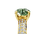 Yellow gold Fancy Green Round  Cut Pave Diamond Engagement Ring with Channel Set Band and Four-Prong Setting_25