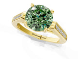 Yellow gold Fancy Green Round Cut Solitaire Cathedral Diamond Engagement Ring with Channel-Set Band and Four-Prong Setting_4