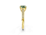 Yellow gold Fancy Green Round Cut Solitaire Cathedral Diamond Engagement Ring with Channel-Set Band and Four-Prong Setting_5