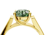 Yellow gold Fancy Green Round Cut Solitaire Cathedral Diamond Engagement Ring with Channel-Set Band and Four-Prong Setting_7
