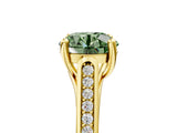 Yellow gold Fancy Green Round Cut Solitaire Cathedral Diamond Engagement Ring with Channel-Set Band and Four-Prong Setting_8