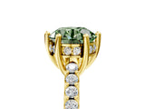 Yellow gold Fancy Green Round Cut Solitaire Diamond Engagement Ring with Pavé Band and Six-Prong Setting_5