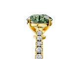 Yellow gold Fancy Green Round  Cut Solitaire Diamond Engagement Ring with Pave Band and Four-Prong Setting_165