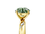 Yellow gold Fancy Green Round Cut Solitaire Diamond Engagement Ring with Twisted Pave Band and Four-Prong Setting_14