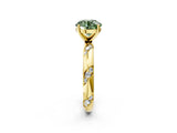Yellow gold Fancy Green Round Cut Solitaire Diamond Engagement Ring with Twisted Pave Band and Four-Prong Setting_5