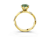 Yellow gold Fancy Green Round Cut Solitaire Diamond Engagement Ring with Twisted Pave Band and Four-Prong Setting_6