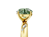 Yellow gold Fancy Green Round Cut Solitaire Diamond Engagement Ring with Twisted Pave Band and Four-Prong Setting_8