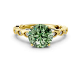 Yellow gold Fancy Green Round Cut Solitaire Diamond Ring with Infinity Twist Band and Four-Prong Setting_12