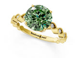Yellow gold Fancy Green Round Cut Solitaire Diamond Ring with Infinity Twist Band and Four-Prong Setting_13