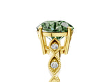 Yellow gold Fancy Green Round Cut Solitaire Diamond Ring with Infinity Twist Band and Four-Prong Setting_17