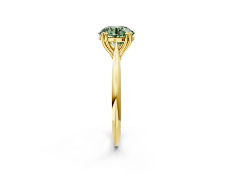 Yellow gold Fancy Green Round Cut Solitaire Diamond Ring with Six-Prong Setting and Classic Band_2