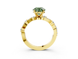 Yellow gold Fancy Green Round  Cut Solitaire Diamond Twisted Band with Pave Setting_44