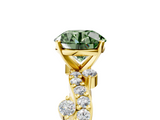 Yellow gold Fancy Green Round  Cut Solitaire Diamond Twisted Band with Pave Setting_46