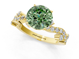Yellow gold Fancy Green Round  Cut Solitaire Diamond Twisted Band with Pave Setting_58