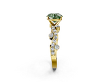 Yellow gold Fancy Green Round  Cut Solitaire Diamond Twisted Band with Pave Setting_59