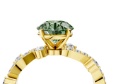 Yellow gold Fancy Green Round  Cut Solitaire Diamond Twisted Band with Pave Setting_61